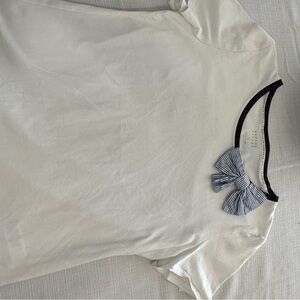 kate spade White Short Sleeve Tee with Striped Bow